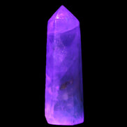 Green and Blue Fluorite obelisk 30*35*112mm 250g in UV light - Rocks and Things Store