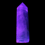 Green and Blue Fluorite obelisk 30*35*112mm 250g in UV light - Rocks and Things Store