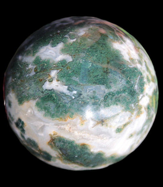 Ocean Moss Agate sphere 70mm 606g in sunlight