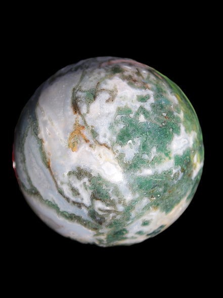 Ocean Moss Agate sphere 70mm 606g in sunlight