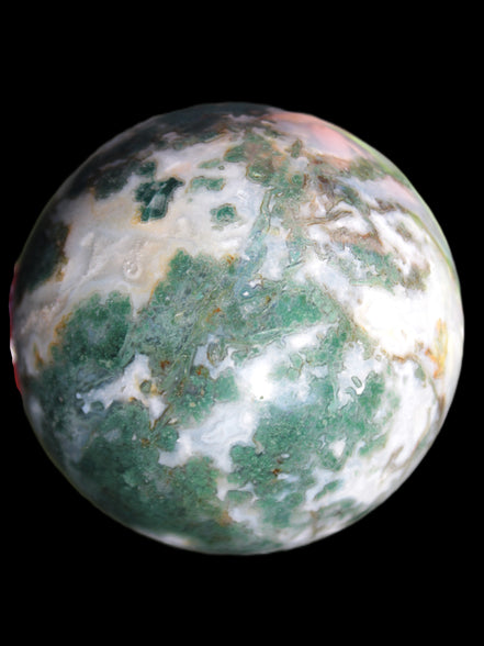 Ocean Moss Agate sphere 70mm 606g in sunlight