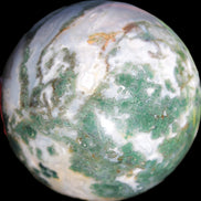 Ocean Moss Agate sphere 70mm 606g in sunlight