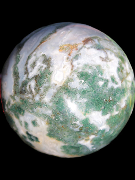 Ocean Moss Agate sphere 70mm 606g in sunlight