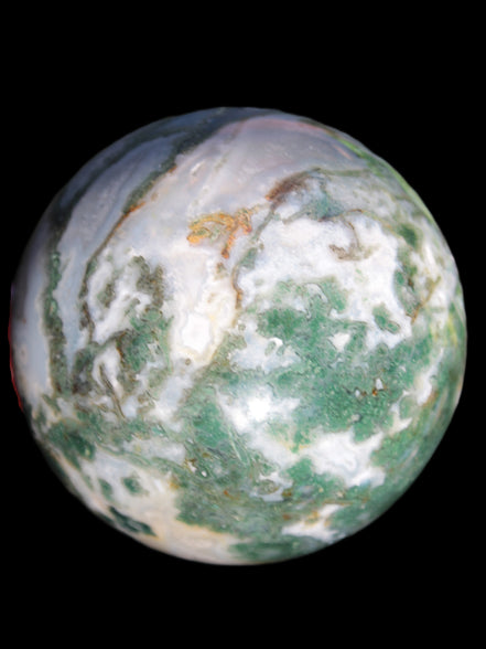 Ocean Moss Agate sphere 70mm 606g in sunlight