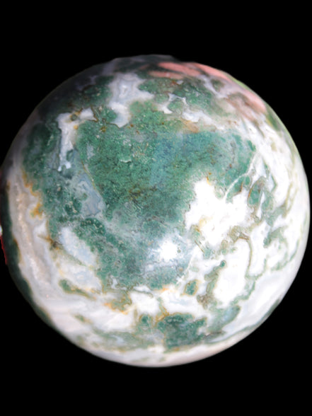 Ocean Moss Agate sphere 70mm 606g in sunlight