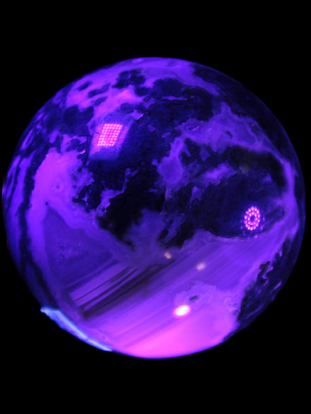 Ocean Moss Agate sphere 70mm 606g in UV light