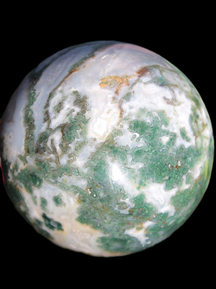 Ocean Moss Agate sphere 70mm 606g in sunlight