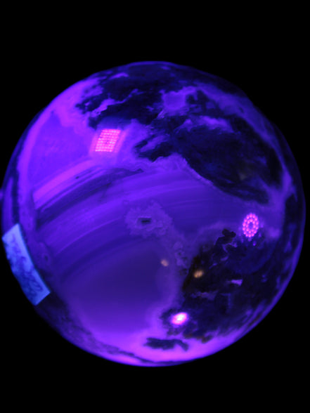 Ocean Moss Agate sphere 70mm 606g in UV light
