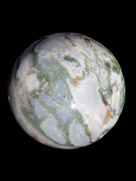 Ocean Moss Agate sphere 70mm 606g in sunlight