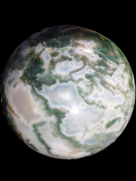 Ocean Moss Agate sphere 70mm 606g in sunlight