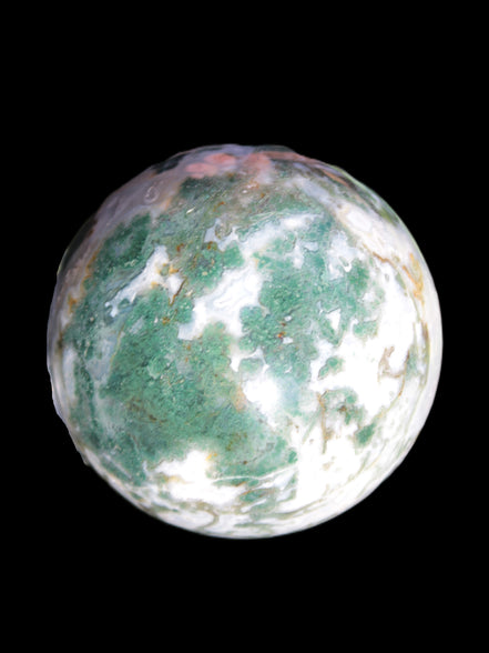 Ocean Moss Agate sphere 70mm 606g in sunlight