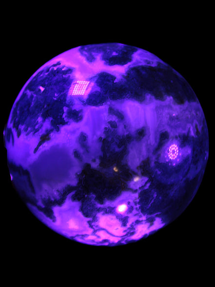 Ocean Moss Agate sphere 70mm 606g in UV light