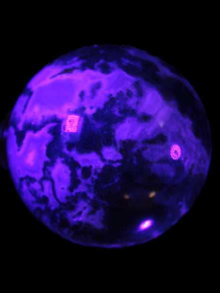Ocean Moss Agate sphere 70mm 606g in UV light