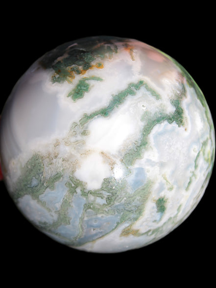 Ocean Moss Agate sphere 70mm 606g in sunlight