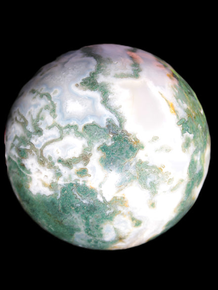 Ocean Moss Agate sphere 70mm 606g in sunlight