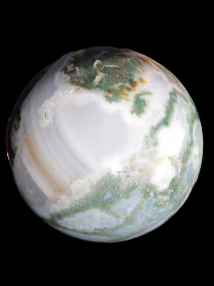 Ocean Moss Agate sphere 70mm 606g in sunlight