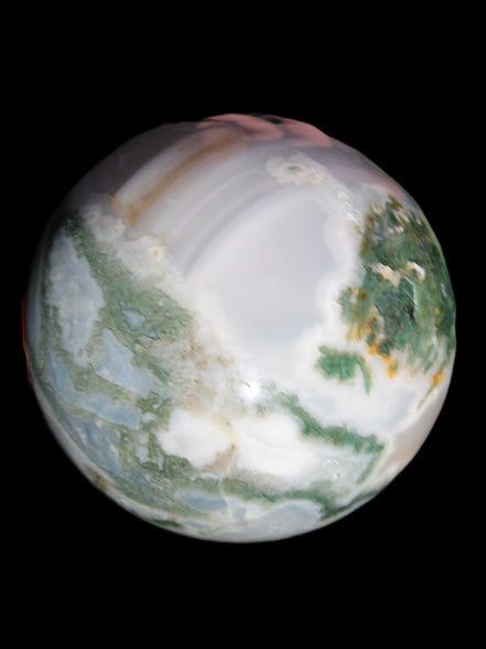 Ocean Moss Agate sphere 70mm 606g in sunlight
