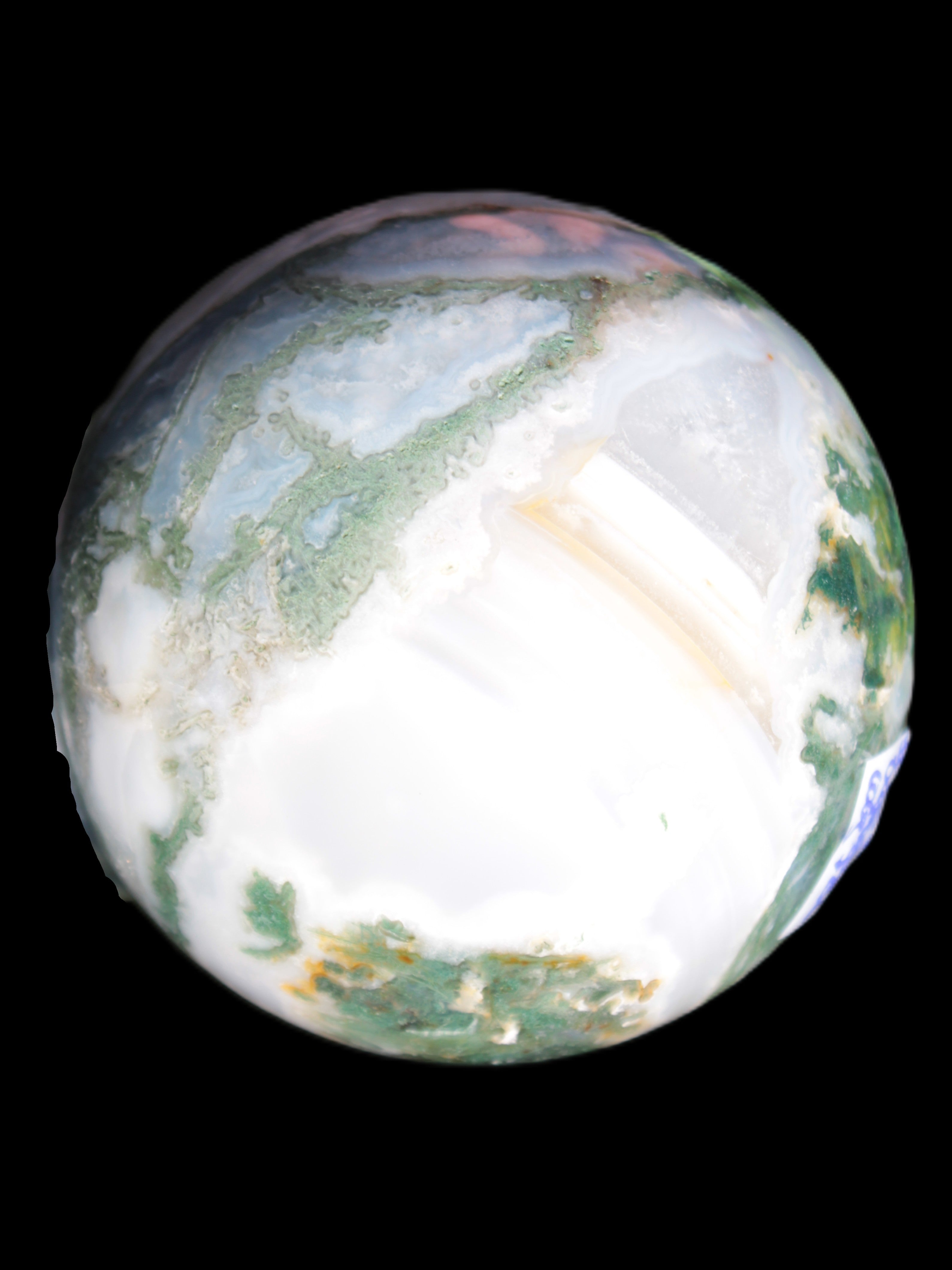 Ocean Moss Agate sphere 70mm 606g in sunlight