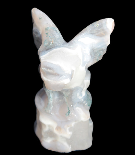 Aquatic Moss Agate hand-carved Felguard 54*100mm 322g