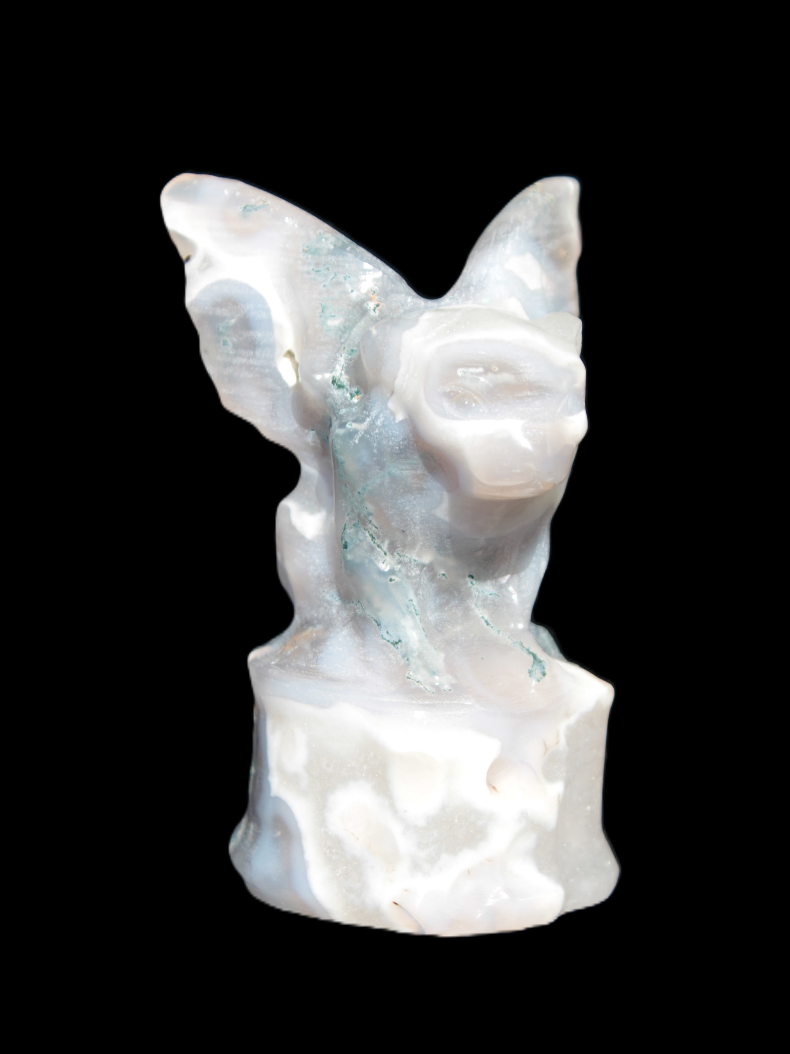 Aquatic Moss Agate hand-carved Felguard 54*100mm 322g