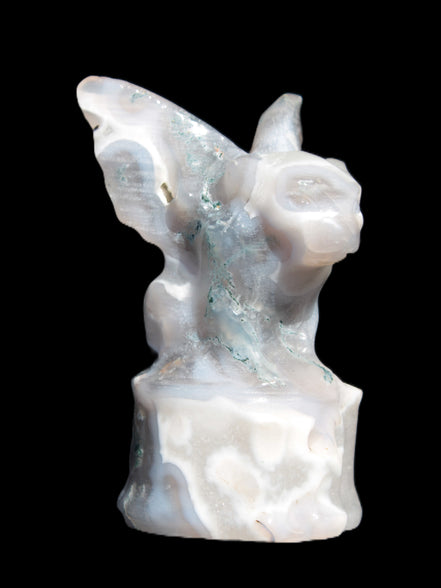 Aquatic Moss Agate hand-carved Felguard 54*100mm 322g