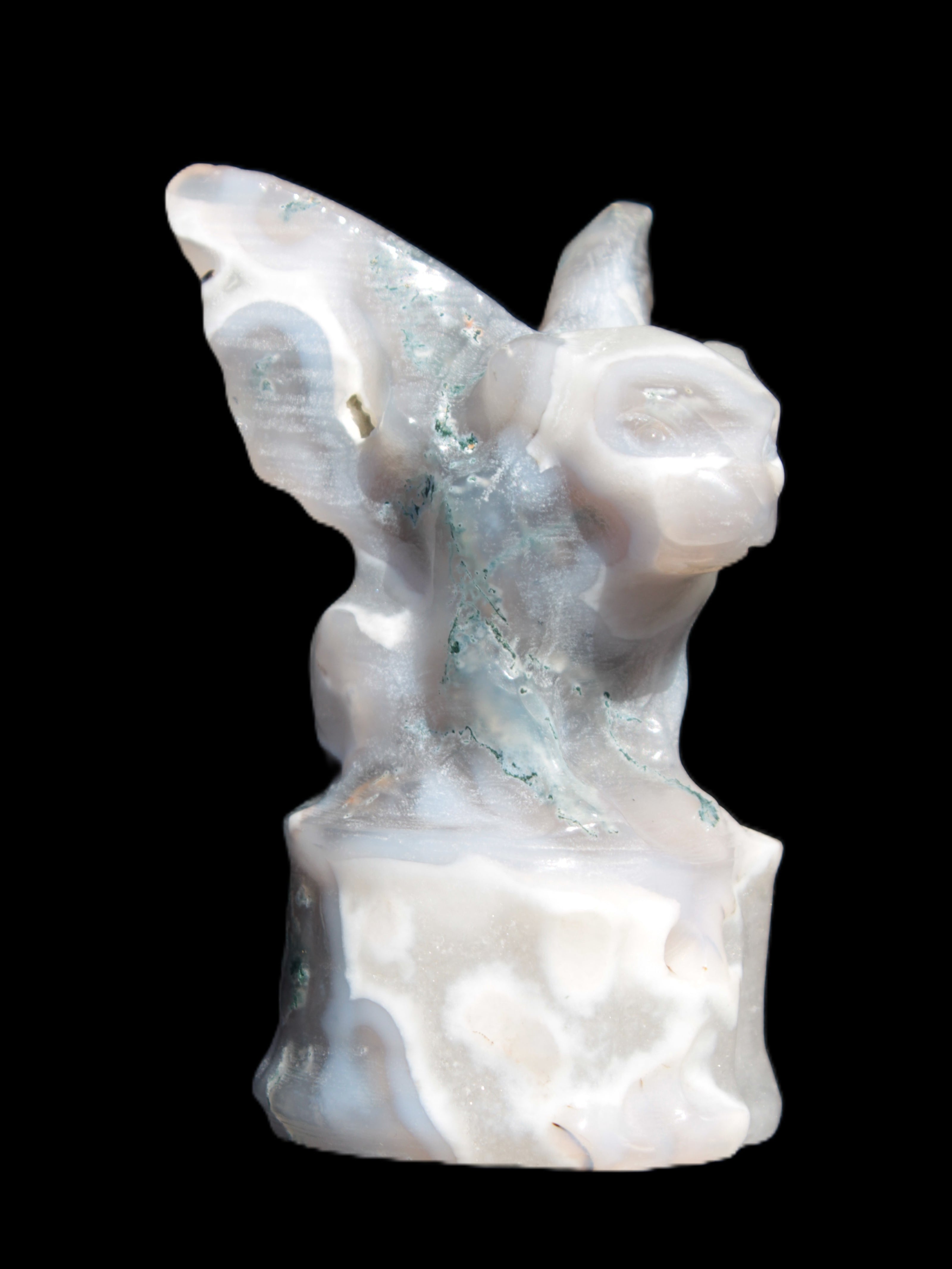 Aquatic Moss Agate hand-carved Felguard 54*100mm 322g