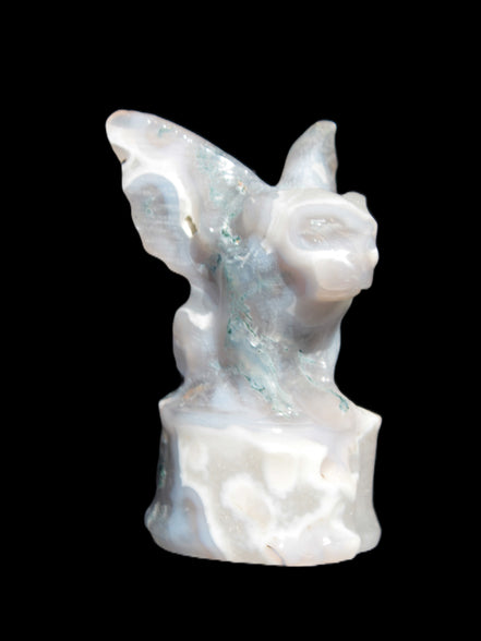 Aquatic Moss Agate hand-carved Felguard 54*100mm 322g