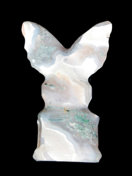 Aquatic Moss Agate hand-carved Felguard 54*100mm 322g