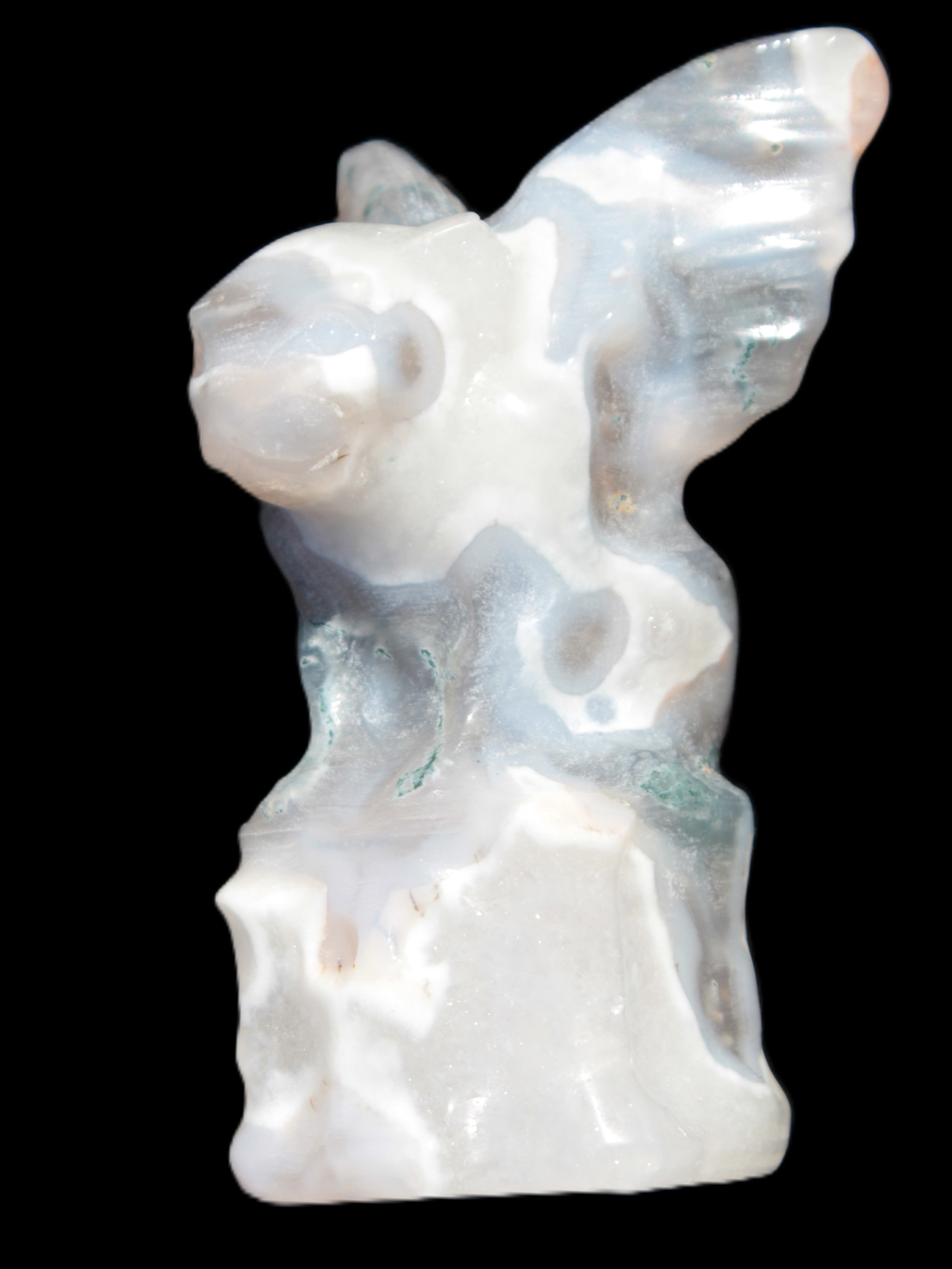Aquatic Moss Agate hand-carved Felguard 54*100mm 322g