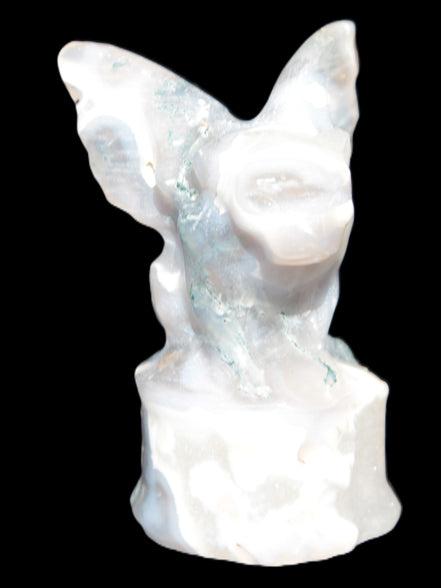 Aquatic Moss Agate hand-carved Felguard 54*100mm 322g