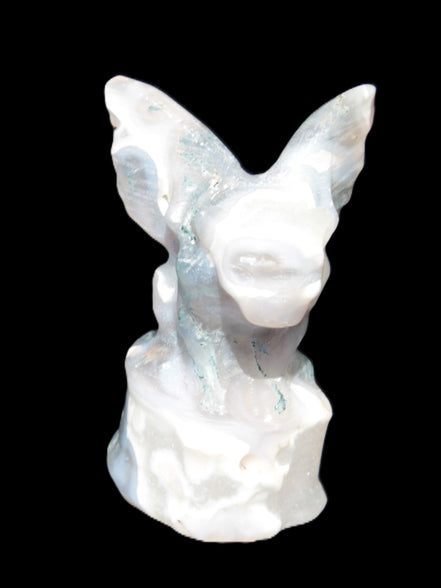 Aquatic Moss Agate hand-carved Felguard 54*100mm 322g