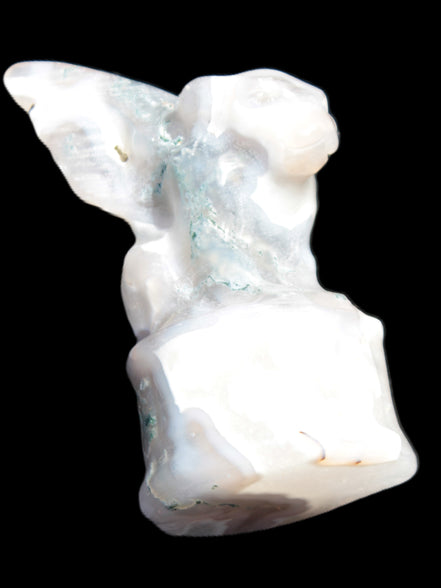 Aquatic Moss Agate hand-carved Felguard 54*100mm 322g