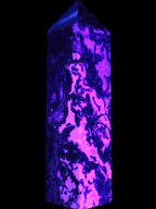 Ocean Moss Agate obelisk 35*147mm 413g in UV light - Rocks and Things Store