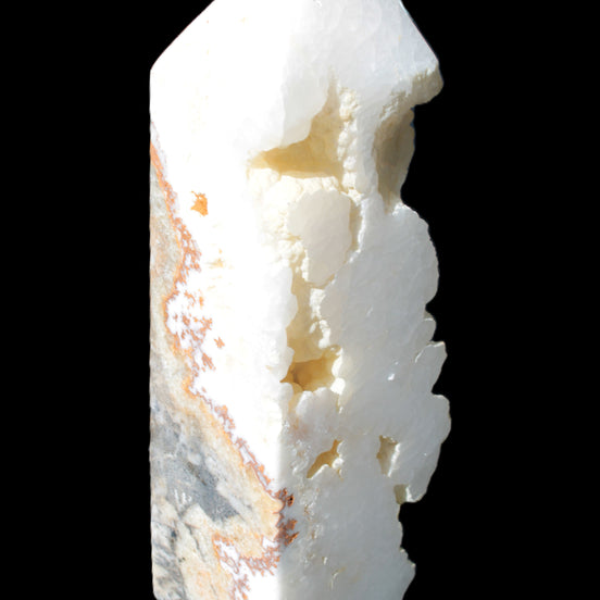 Large White Natural Calcite Obelisk 65*75*245mm 1769g in sunlight - Rocks and Things Store