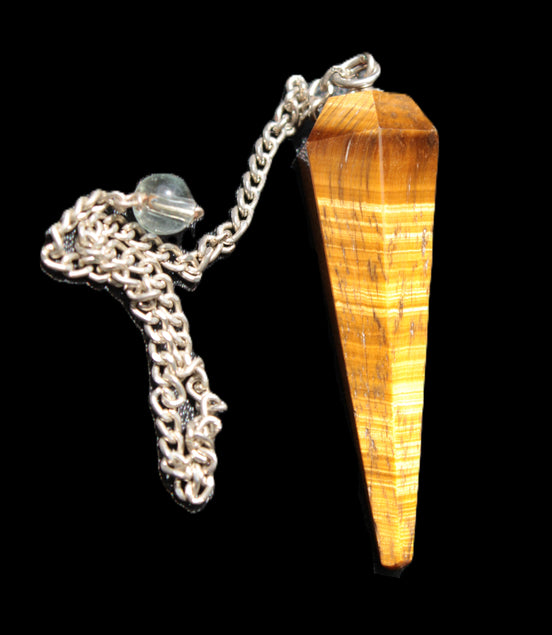 Shimmering Tigers Eye faceted pendulum for dowsing 11.5g