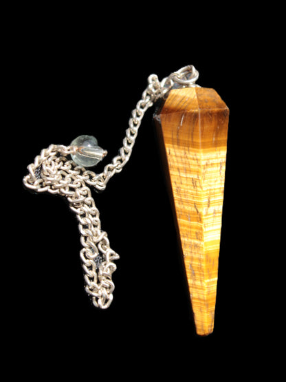 Shimmering Tigers Eye faceted pendulum for dowsing 11.5g