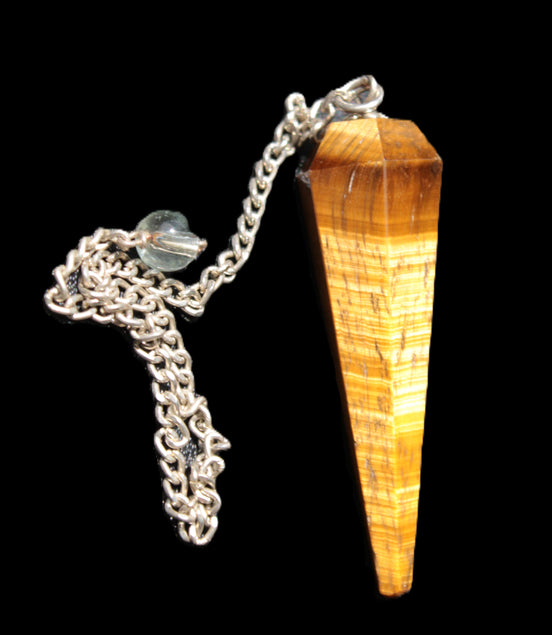 Shimmering Tigers Eye faceted pendulum for dowsing 11.5g