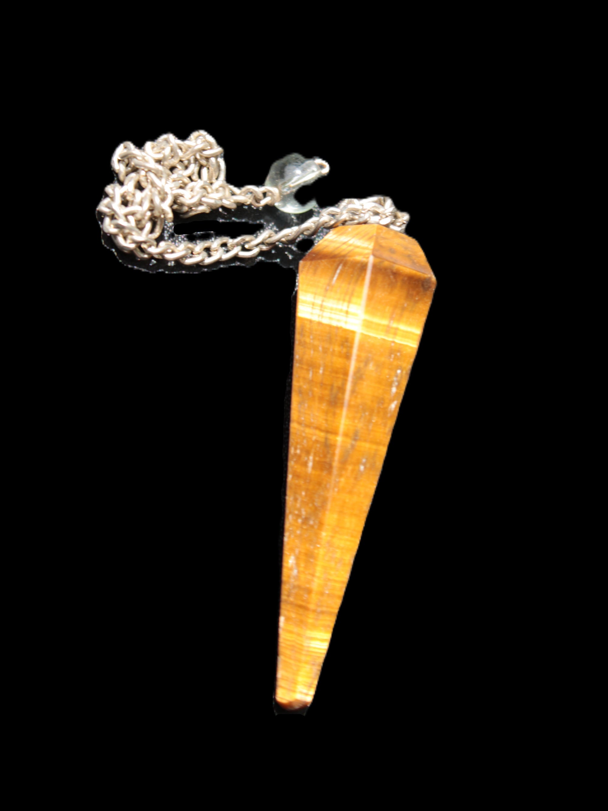 Shimmering Tigers Eye faceted pendulum for dowsing 11.5g