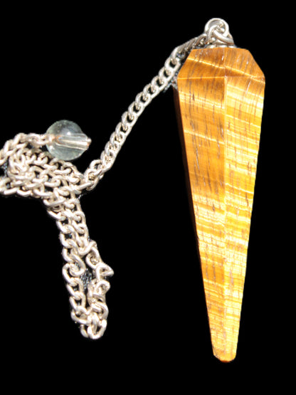 Shimmering Tigers Eye faceted pendulum for dowsing 11.5g