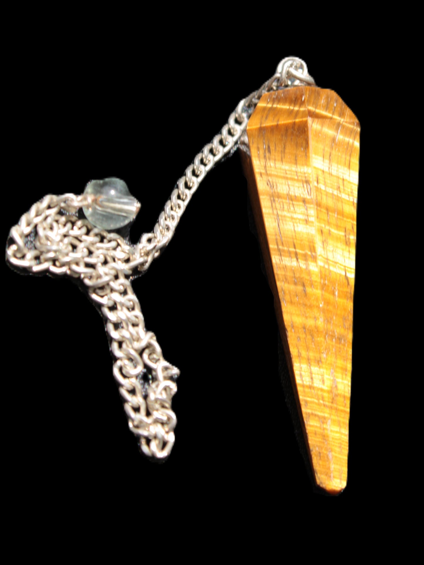 Shimmering Tigers Eye faceted pendulum for dowsing 11.5g