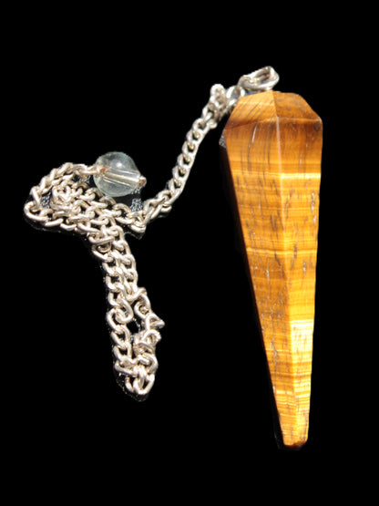 Shimmering Tigers Eye faceted pendulum for dowsing 11.5g