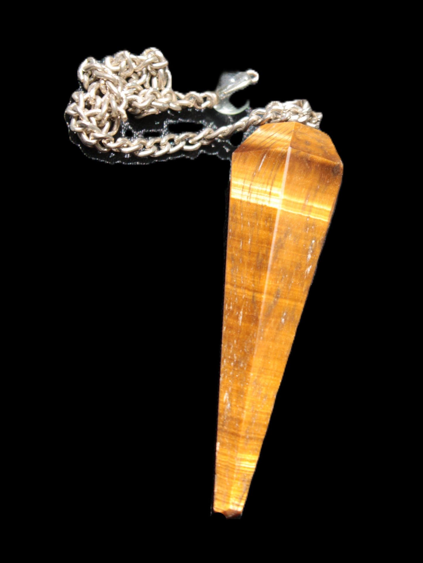 Shimmering Tigers Eye faceted pendulum for dowsing 11.5g