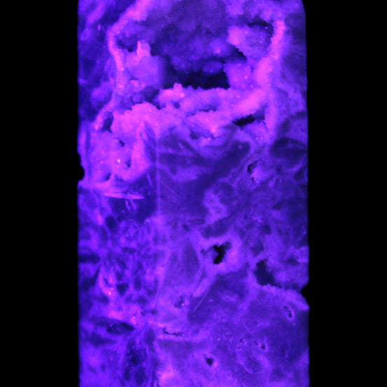 Sphalerite geode 24*89mm wand 94g in UV light - Rocks and Things Store