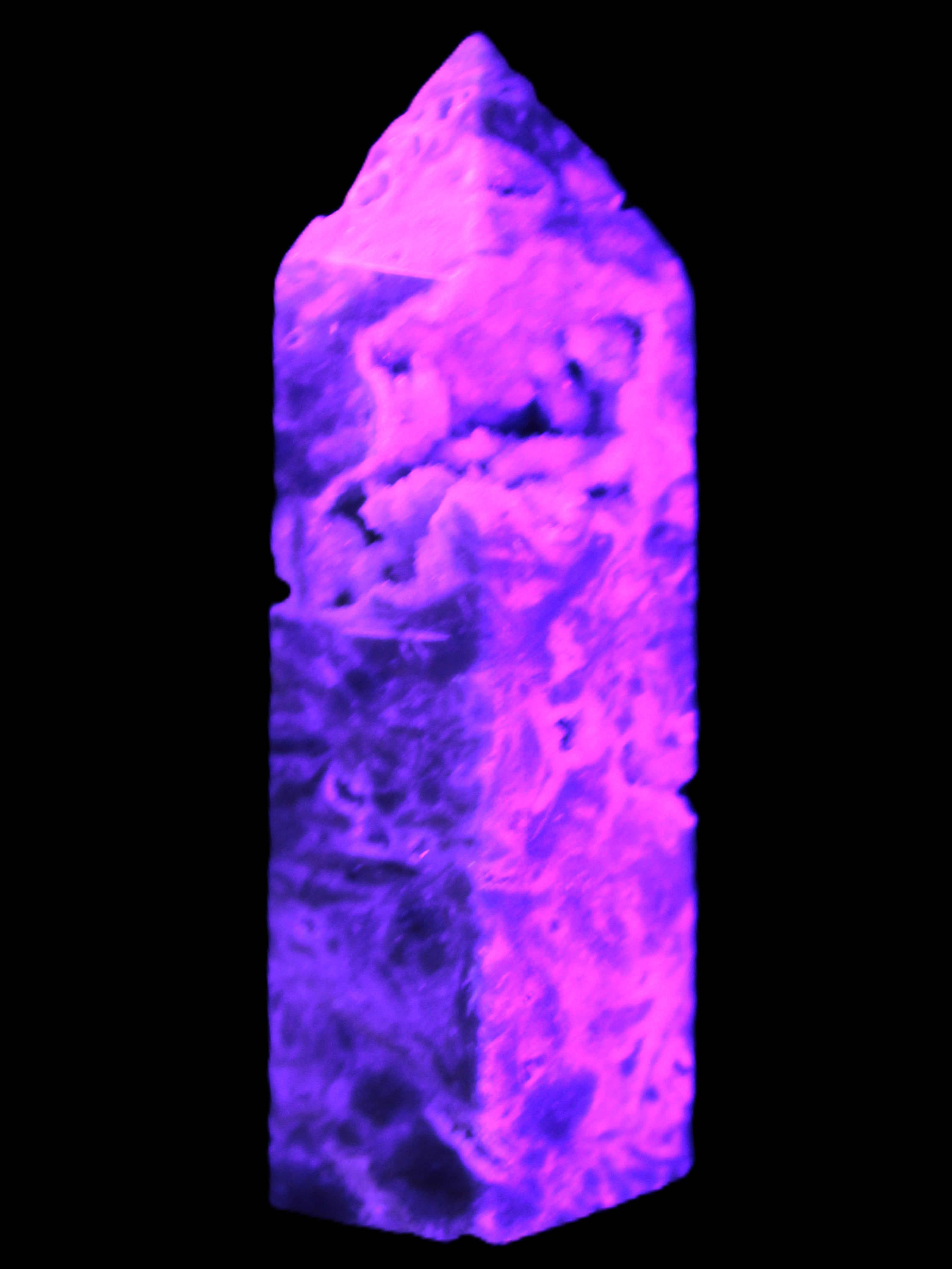 Sphalerite geode 24*89mm wand 94g in UV light - Rocks and Things Store