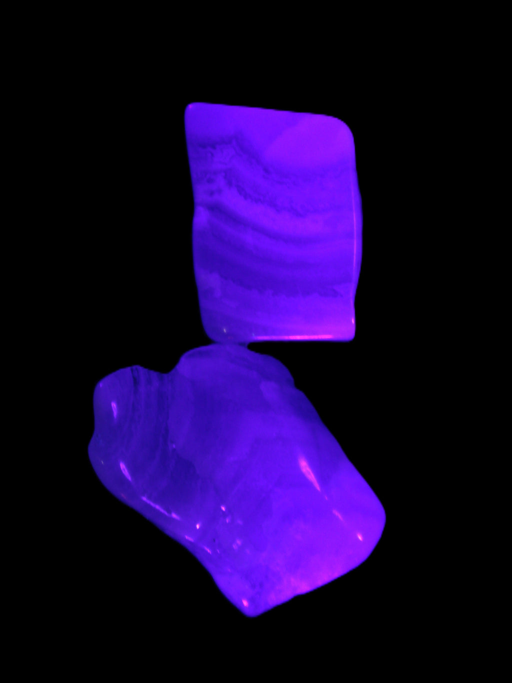 Blue Lace Agate 2 polished stones 10g in UV light Rocks and Things Store