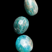 Neon Blue Apatite 3 tumbled stones 16-17g in sunlight - Rocks and Things Store
