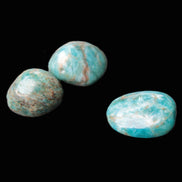 Neon Blue Apatite 3 tumbled stones 16-17g in sunlight - Rocks and Things Store