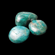 Neon Blue Apatite 3 tumbled stones 16-17g in sunlight - Rocks and Things Store