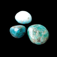 Neon Blue Apatite 3 tumbled stones 16-17g in sunlight - Rocks and Things Store