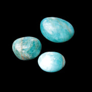 Neon Blue Apatite 3 tumbled stones 16-17g in sunlight - Rocks and Things Store